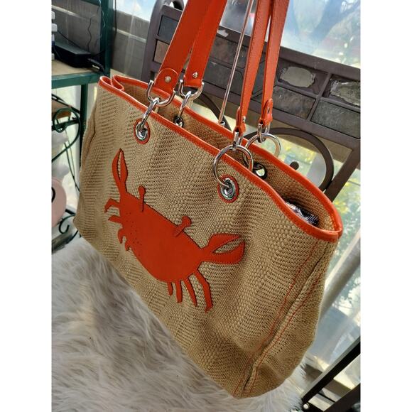 Kate Landry Handbags - 5223) Kate Landry Woven Crab Beach Summer Shoulder Bags Totes